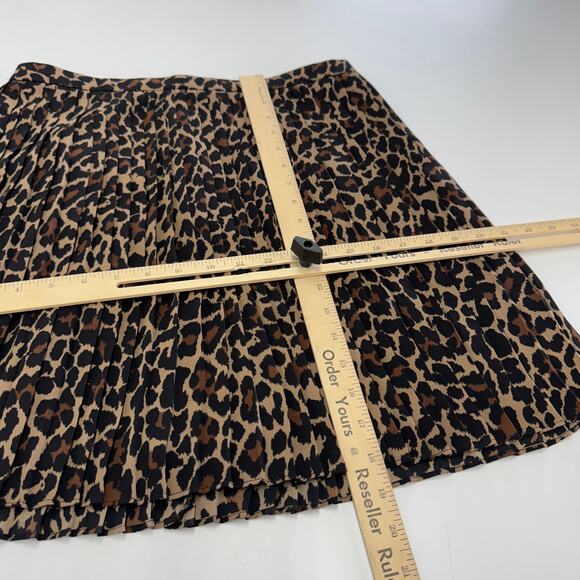 J.Crew Skirt Women 4 Brown Black Cheetah Animal Print Mini Pleated - Picture 10 of 10